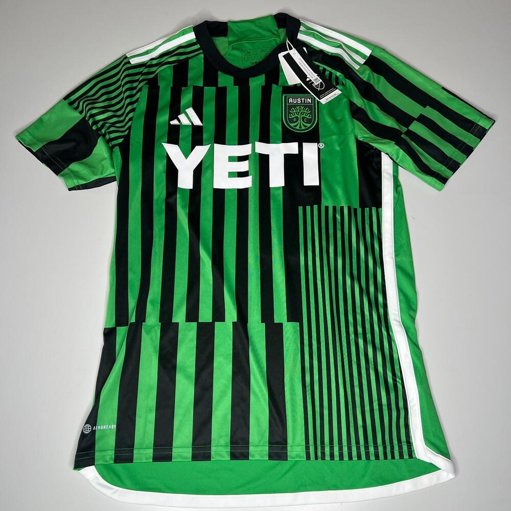 Adidas Austin FC Home Jersey 2023/24 MLS Green/Black Stripes Men’s Size M H1835 - Picture 1 of 9